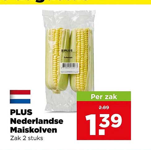PLUS Nederlandse Maïskolven Zak 2 stuks