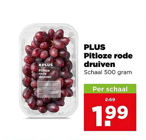 PLUS Pitloze rode druiven Schaal 500 gram