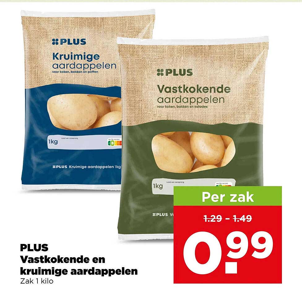 PLUS Vastkokende en kruimige aardappelen Zak 1 kilo