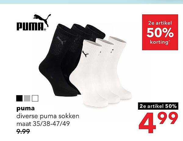 puma diverse puma sokken maat 35/38-47/49 2e artikel 50% korting
