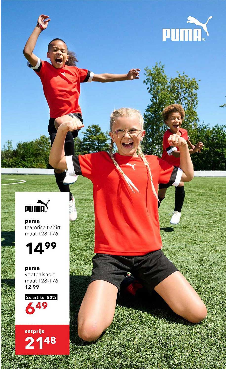 puma teamrise t-shirt maat 128-176