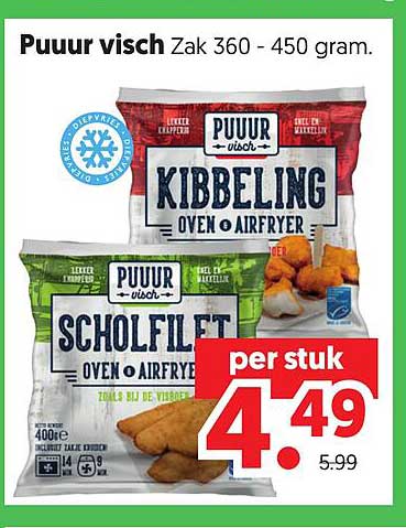 Puuur visch Zak 360 - 450 gram.