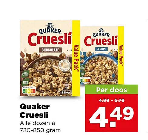 Quaker Cruesli Alle dozen à 720-850 gram