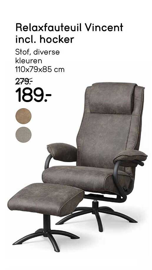 Relaxfauteuil Vincent incl. hocker