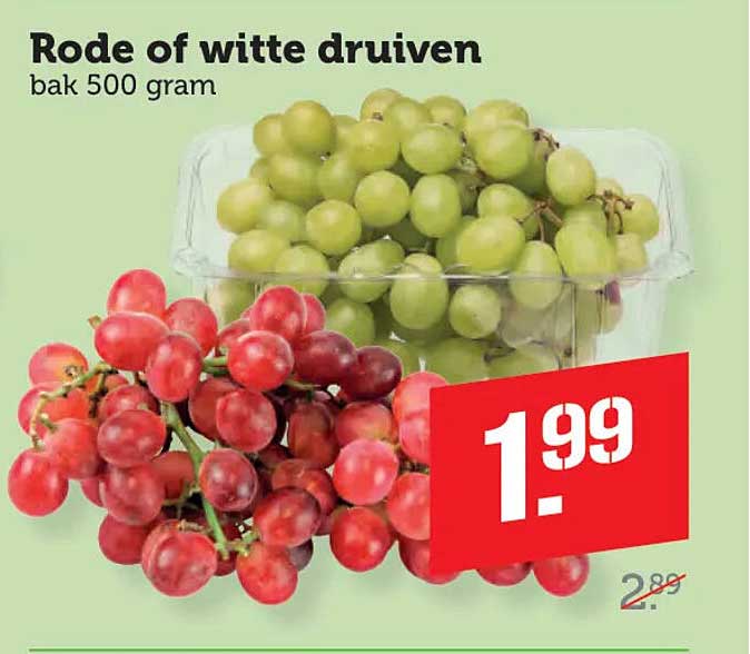 Rode of witte druiven bak 500 gram