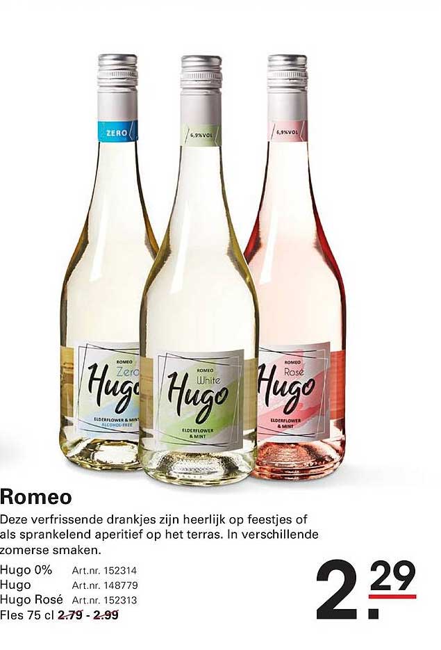 Romeo Hugo 0% Hugo Hugo Rosé Fles 75 cl