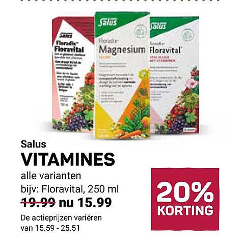 Salus VITAMINES alle varianten bijv: Floravital, 250 ml 20% KORTING