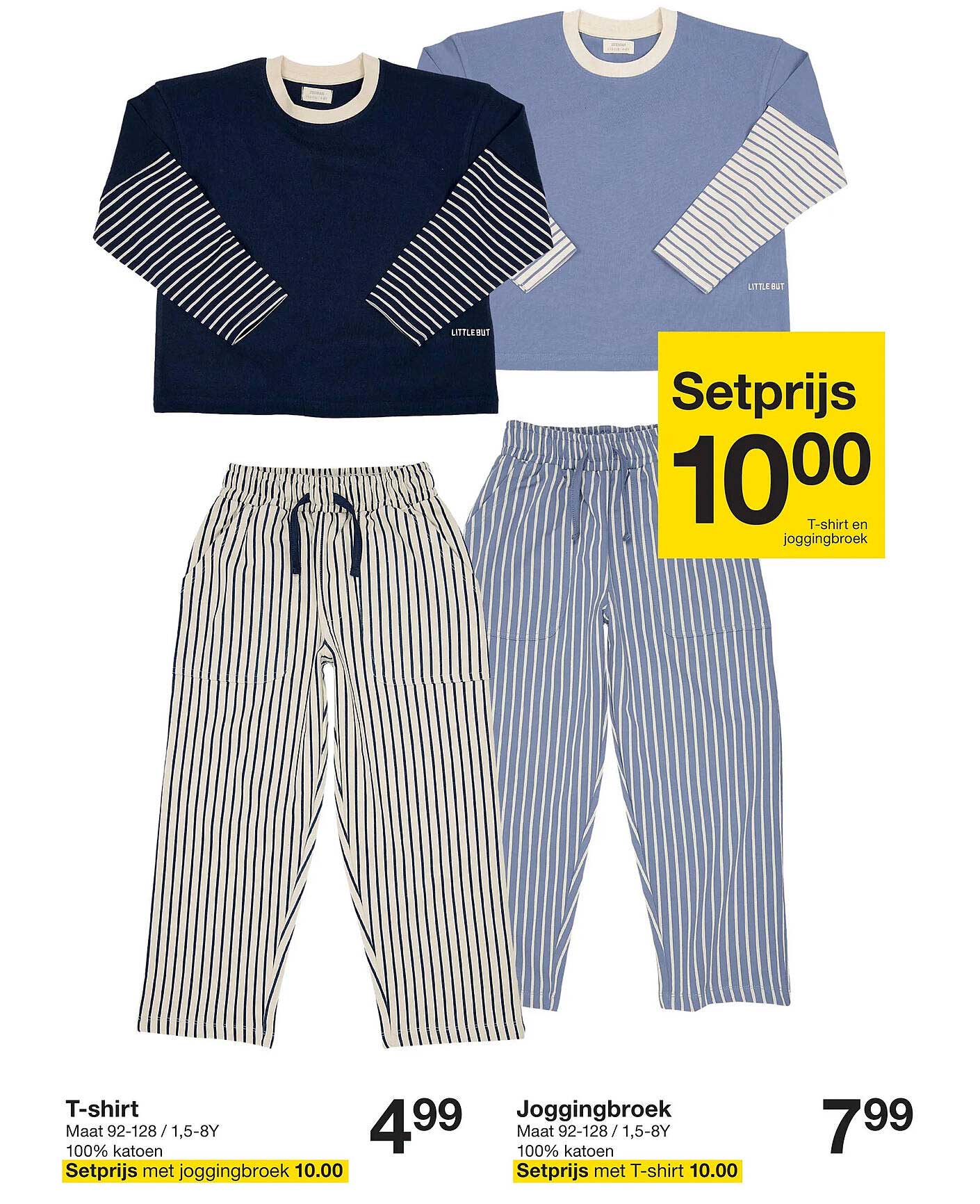 Setprijs 10,00 T-shirt en joggingbroek