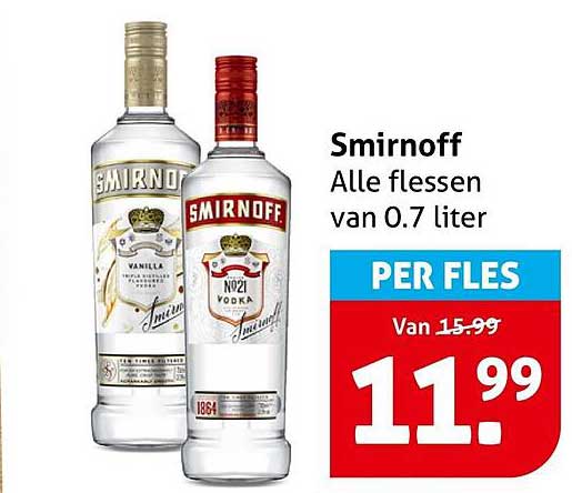 Smirnoff Alle flessen van 0.7 liter PER FLES