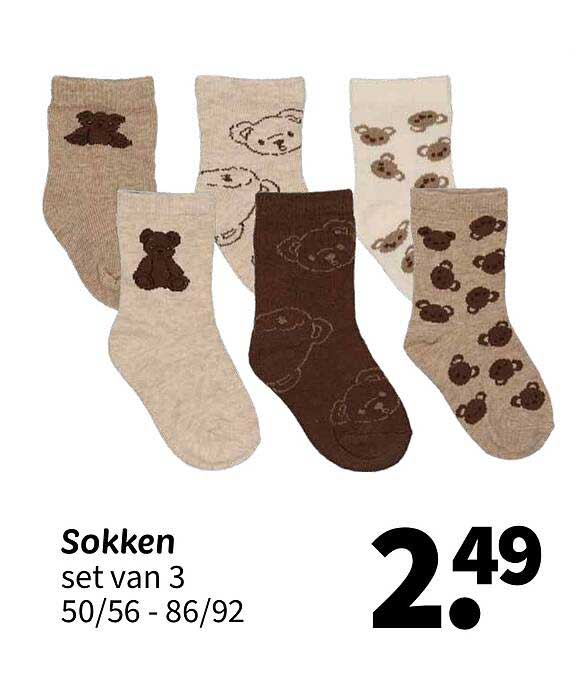 Sokken set van 3 50/56 - 86/92