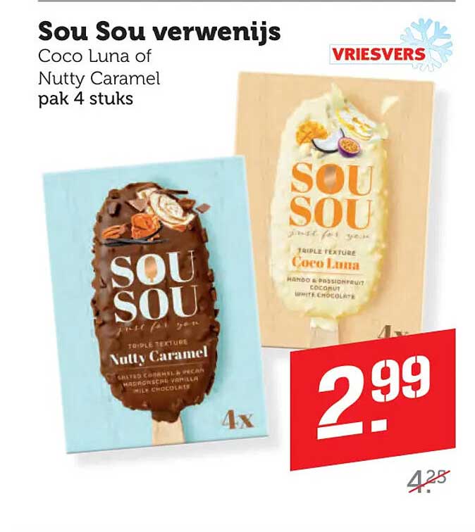 Sou Sou verwenijs Coco Luna of Nutty Caramel pak 4 stuks