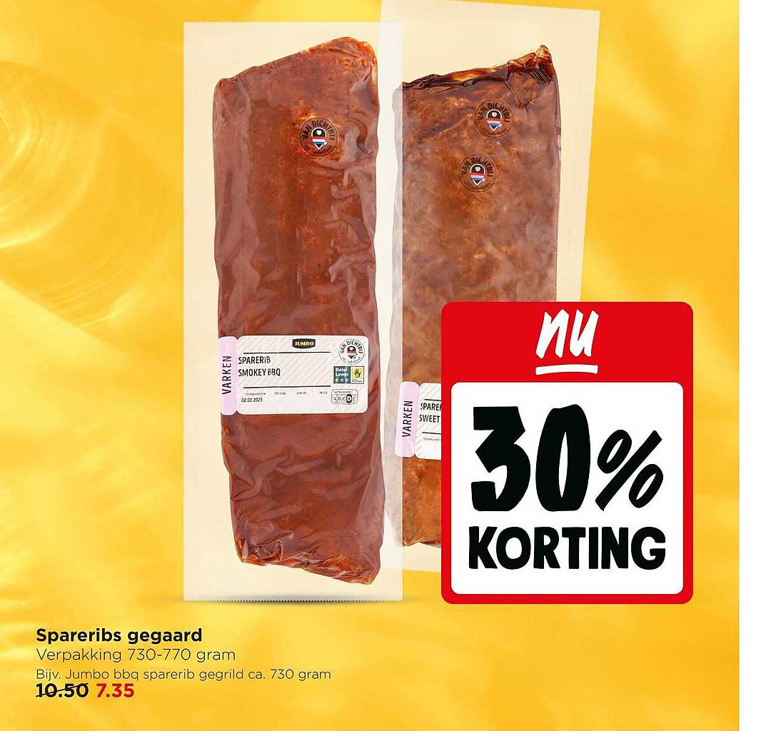Spareribs gegaasd 30% korting