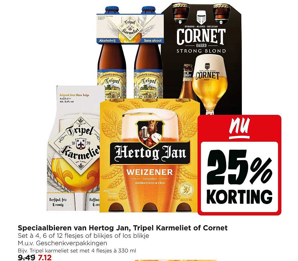 Speciaalbieren van Hertog Jan, Tripel Karmeliet of Cornet 25% korting