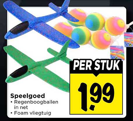 Speelgoed • Regenboogballen in net • Foam vliegtuig PER STUK