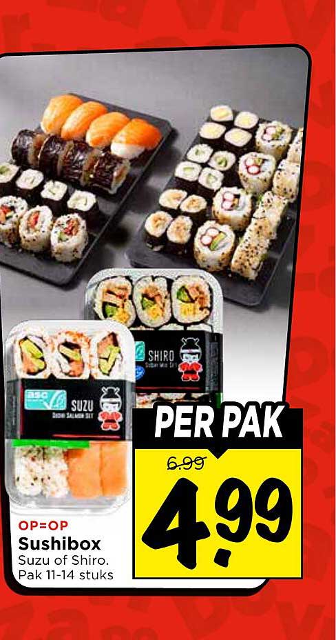 Sushibox Suzu of Shiro. Pak 11-14 stuks PER PAK
