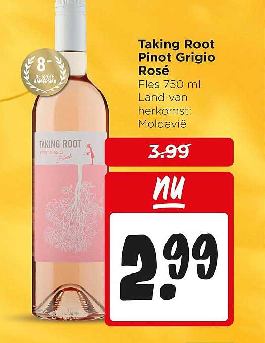 Taking Root Pinot Grigio Rosé - Fles 750 ml Land van herkomst: Moldavië
