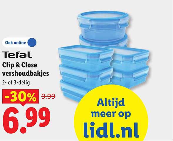 Tefal Clip & Close vershoudbakjes 2- of 3-delig