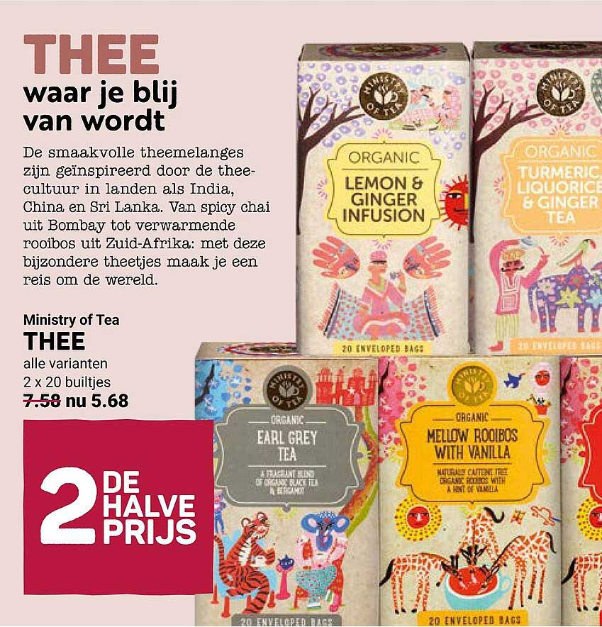 THEE alle varianten 2 x 20 builtjes 2e halve prijs