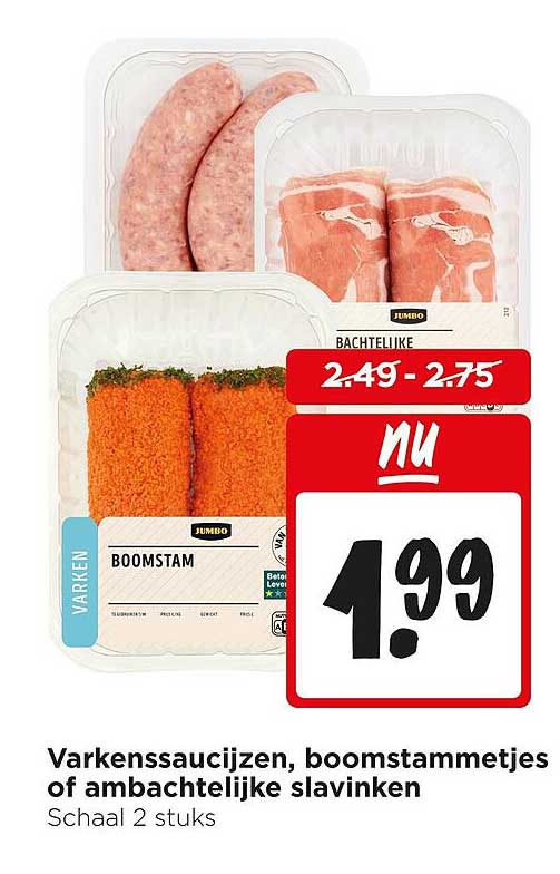 Varkenssaucijzen, boomstammetjes of ambachtelijke slavinken