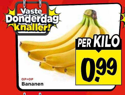 Vaste Donderdag knaller! Bananen PER KILO