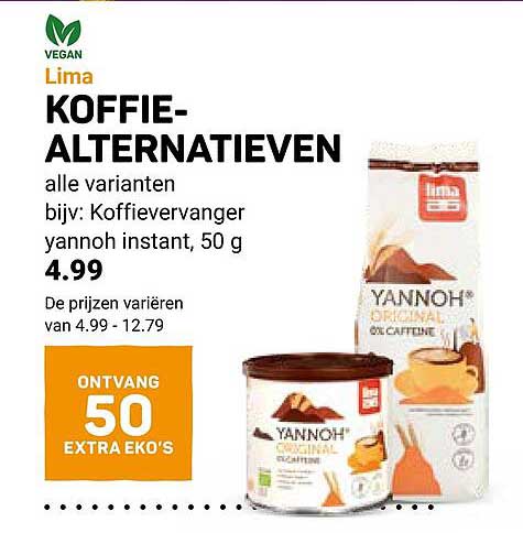 VEGAN Lima KOFFIE-ALTERNATIEVEN alle varianten bijv: Koffievervanger yohn instant, 50 g