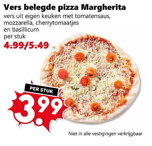 Vers belegde pizza Margherita