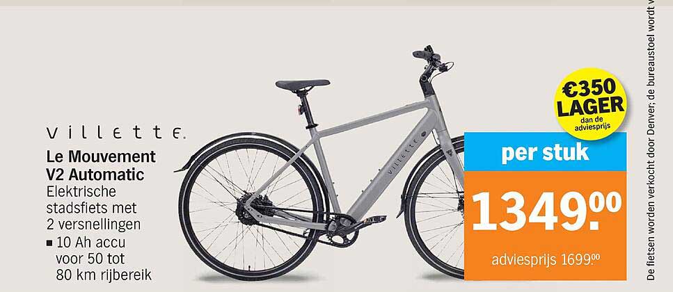 Villette. Le Mouvement V2 Automatic Elektrische stadsfiets met 2 versnellingen