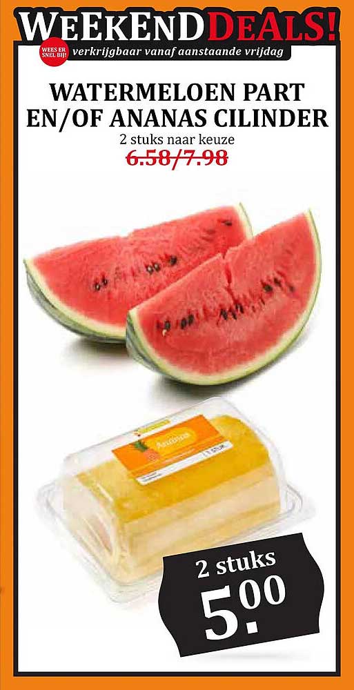 WATERMELOEN PART EN/OF ANANAS CILINDER 2 stuks naar keuze