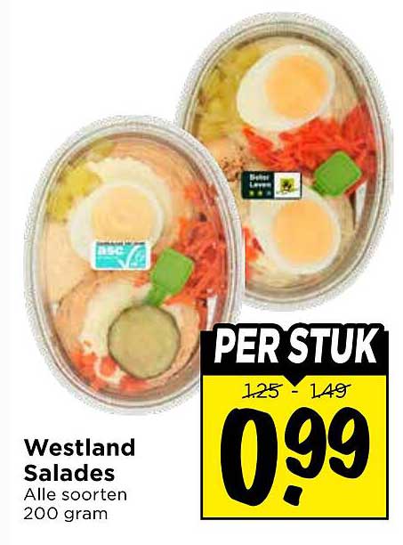 Westland Salades Alle soorten 200 gram PER STUK