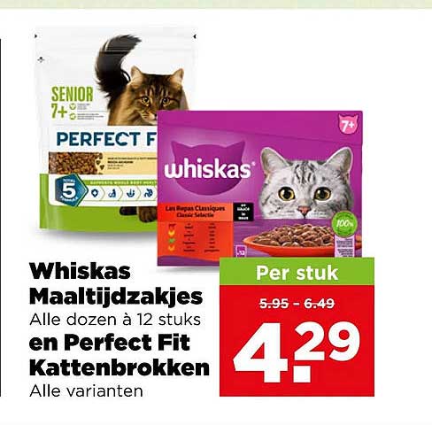Whiskas Maaltijdzakjes Alle dozen à 12 stuks en Perfect Fit Kattenbrokken Alle varianten