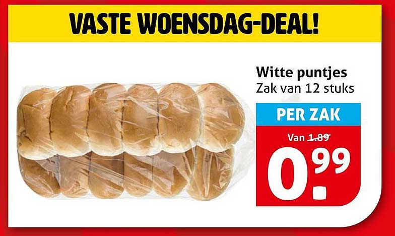 Witte puntjes Zak van 12 stuks PER ZAK