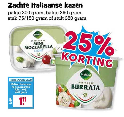 Zachte Italiaanse kazen 25% korting