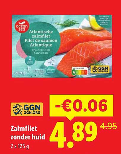 Zalmfilet zonder huid 2 x 125 g