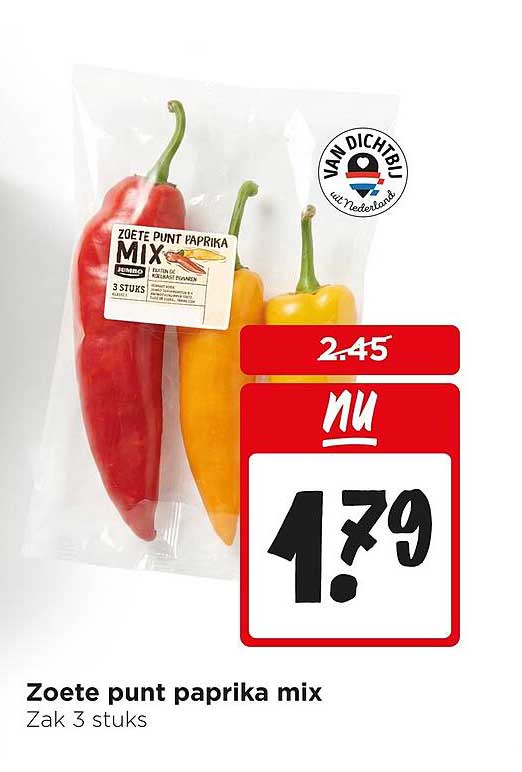 Zoete punt paprika mix Zak 3 stuks