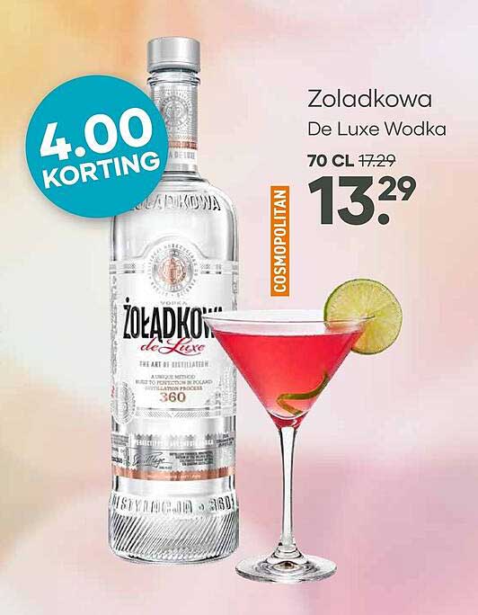 Zoladkowa De Luxe Wodka 70 cl Cosmopolitan 4.00 korting
