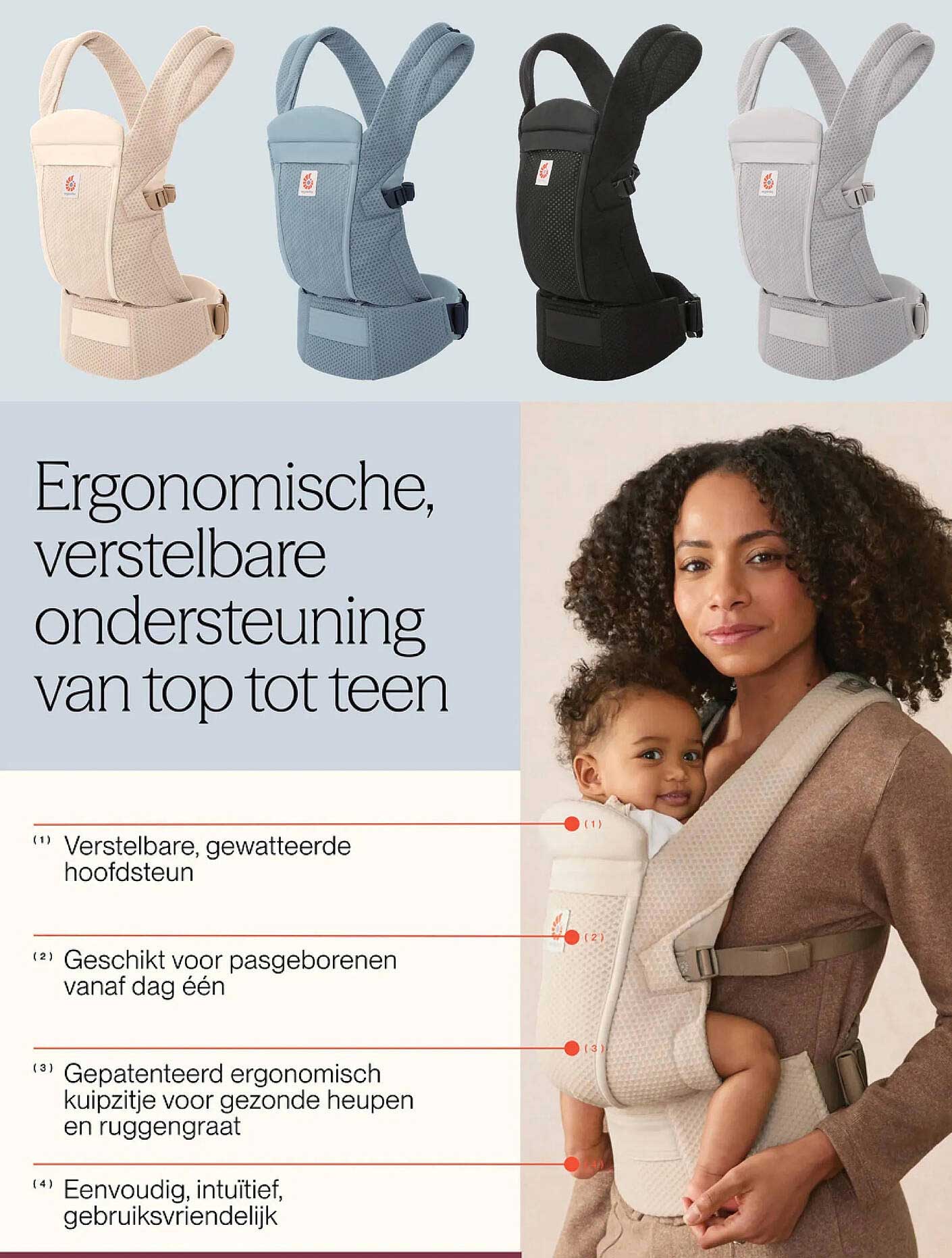 Ergonomische, verstelbare ondersteuning van top tot teen