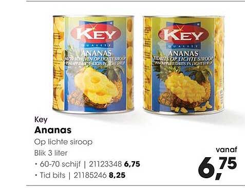 Key Ananas Op lichte siroop Blik 3 liter
