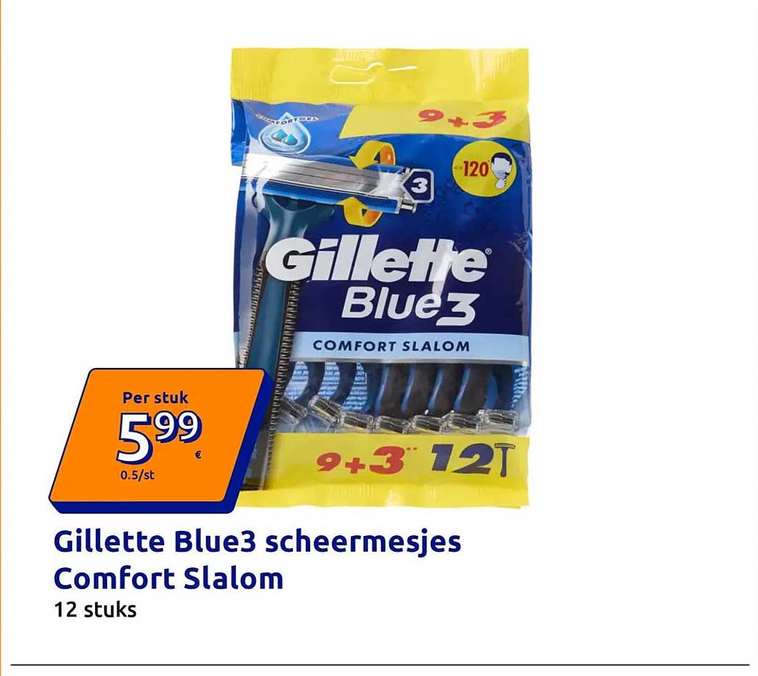 Gillette Blue3 scheermesjes Comfort Slalom 12 stuks
