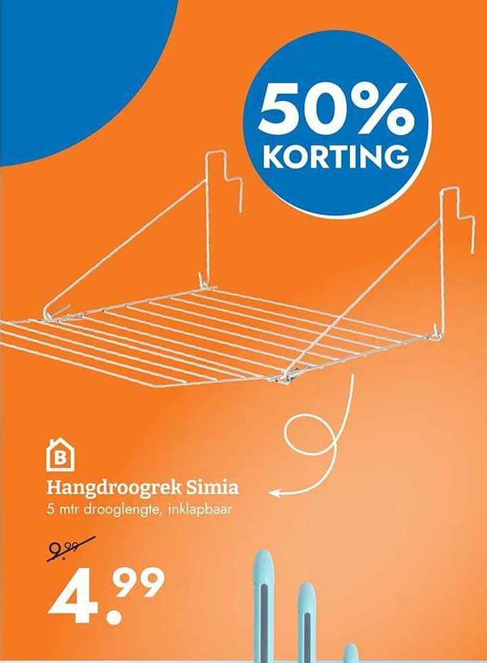 Hangdroogrek Simia 5 mtr drooglengte, inklapbaar 50% KORTING