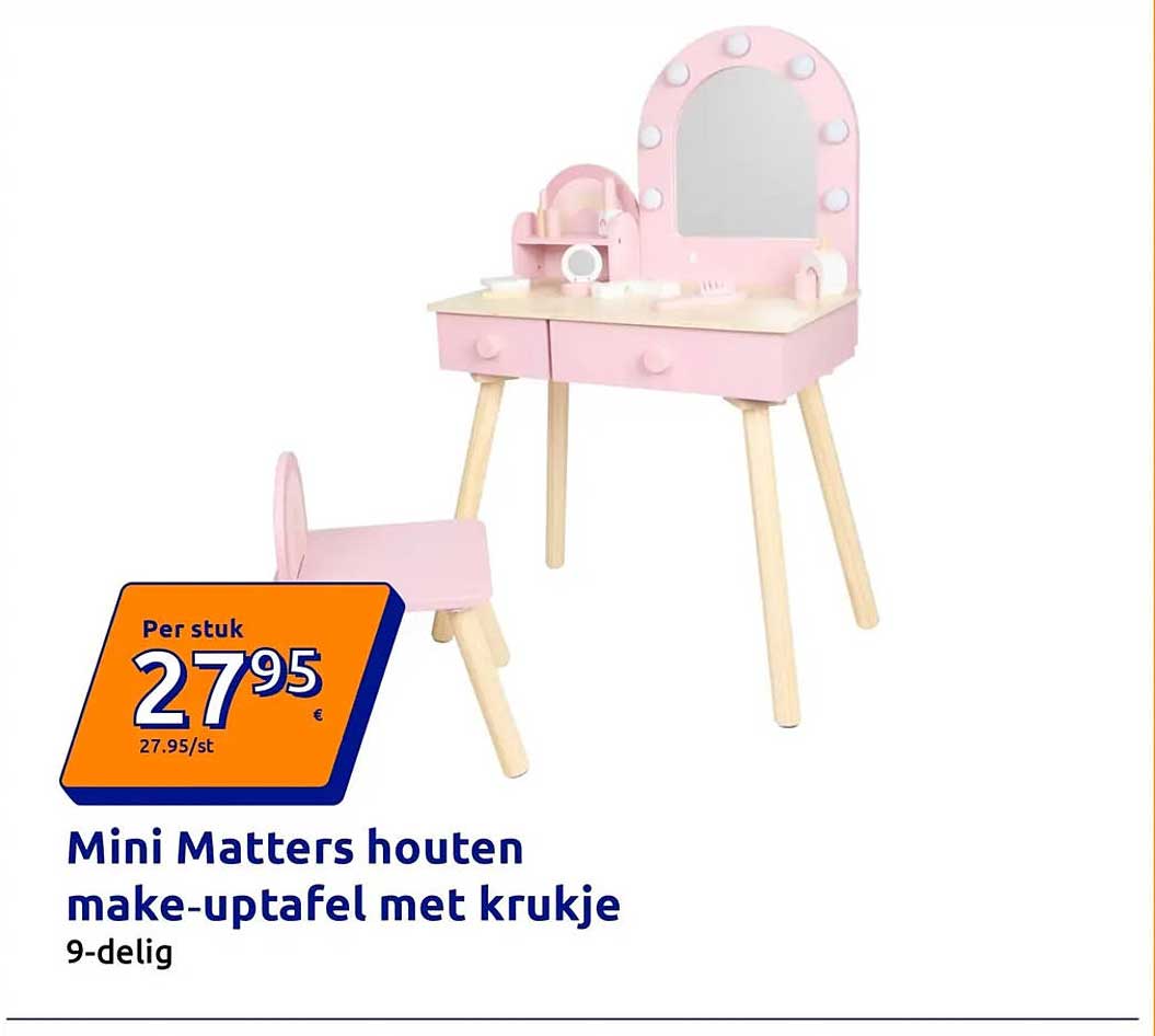 Mini Matters houten make-uptafel met krukje 9-delig