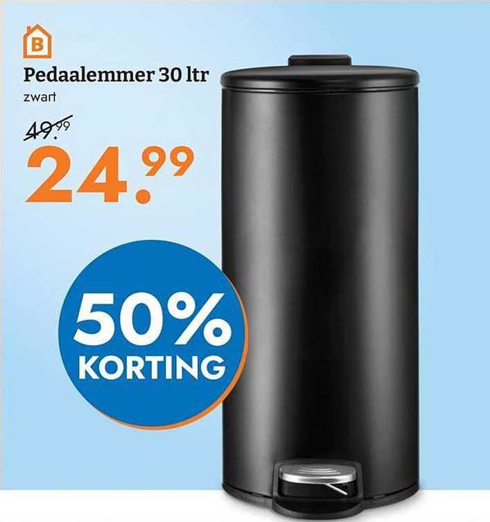 Pedaalemmer 30 ltr zwart 50% KORTING