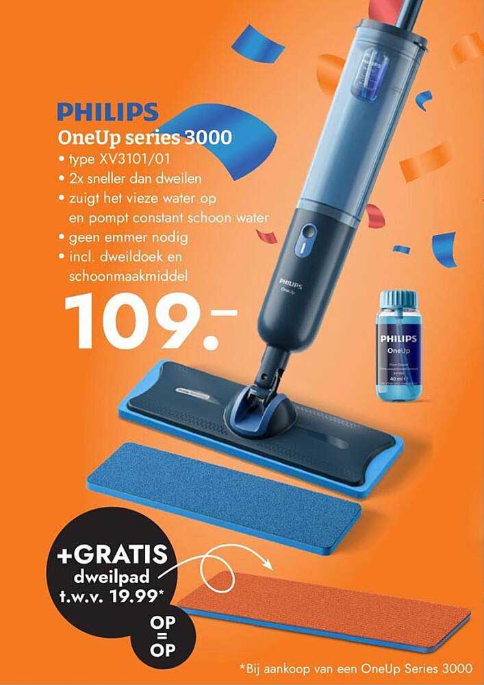PHILIPS OneUp series 3000 type XV3101/01 +GRATIS dweilpad t.w.v. 19.99*