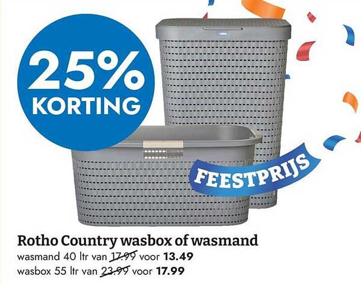 Rotho Country wasbox of wasmand 25% KORTING FEESTPRIJS