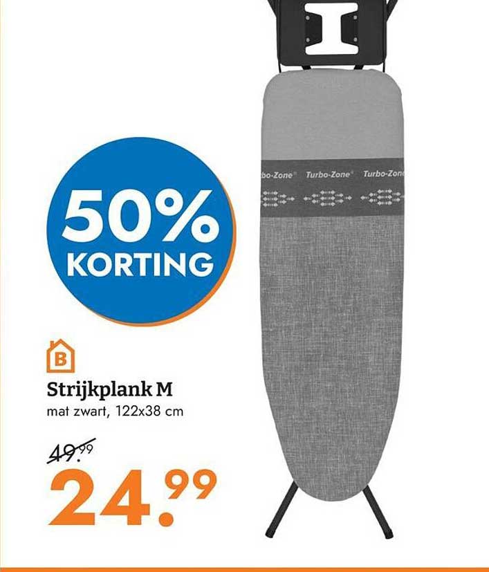 Strijkplank M mat zwart, 122x38 cm 50% KORTING