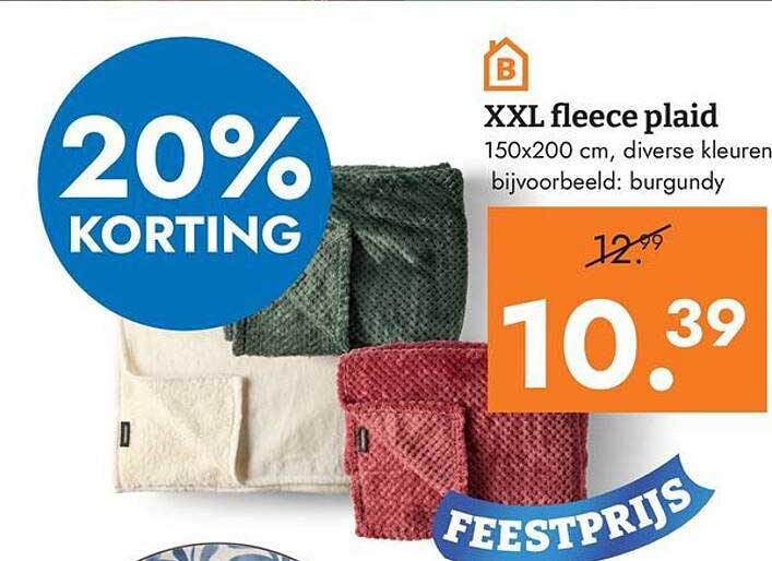XXL fleece plaid 150x200 cm, diverse kleuren bijvoorbeeld: burgundy 20% KORTING