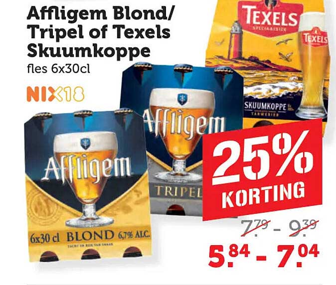 Affligem Blond/Tripel of Texels Skuumkoppe fles 6x30cl