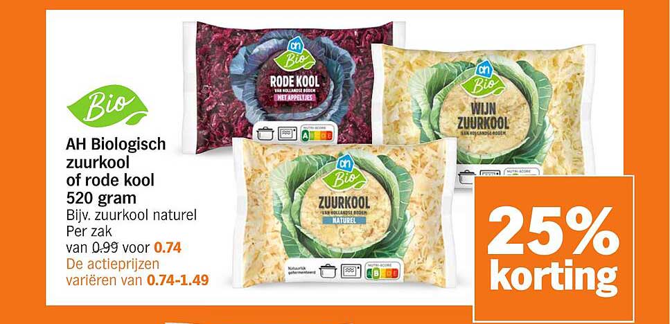 AH Biologisch zuurkool of rode kool 520 gram