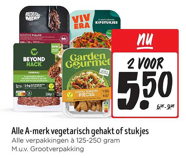 Alle A-merk vegetarisch gehakt of stukjes