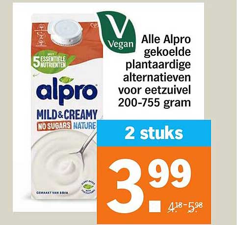 Alle Alpro gekoelde plantaardige alternatieven voor eetzuivel 200-755 gram