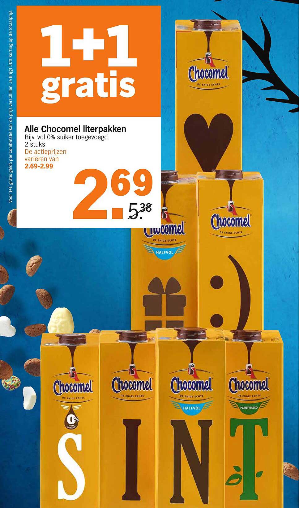 Alle Chocomel literpakken: 1 + 1 gratis